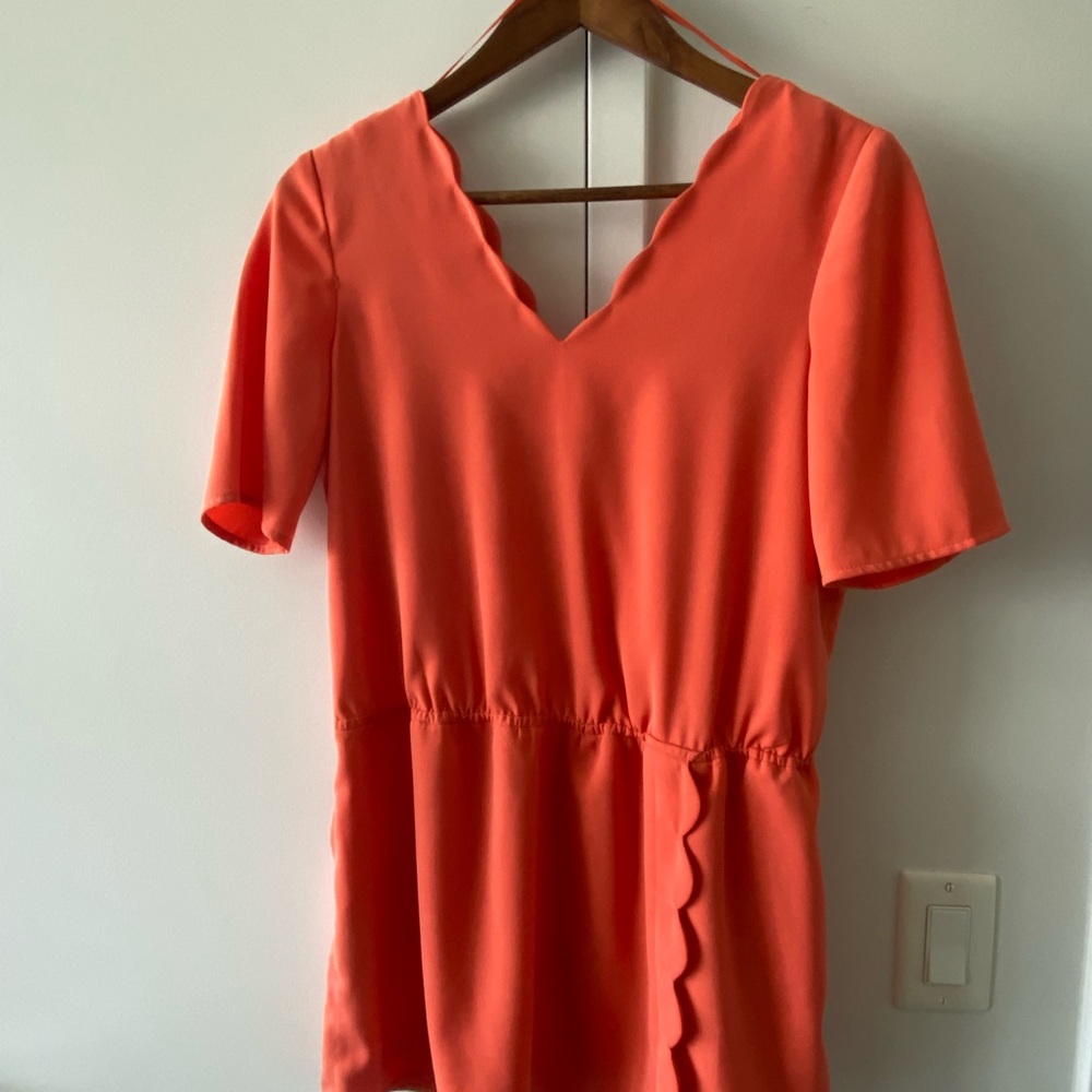 Promod Coral Scalloped Midi Dress